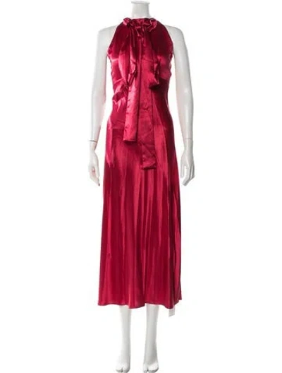 Pre-owned Saloni Silk Long Dress In Red