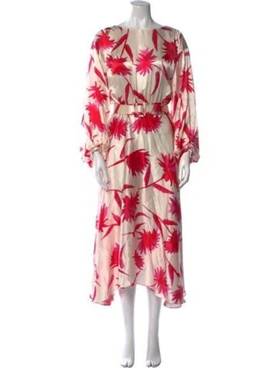Pre-owned Saloni Silk Long Dress In Red