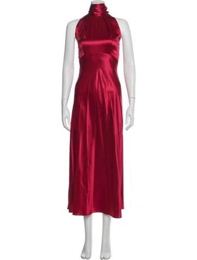 Pre-owned Saloni Silk Long Dress In Red