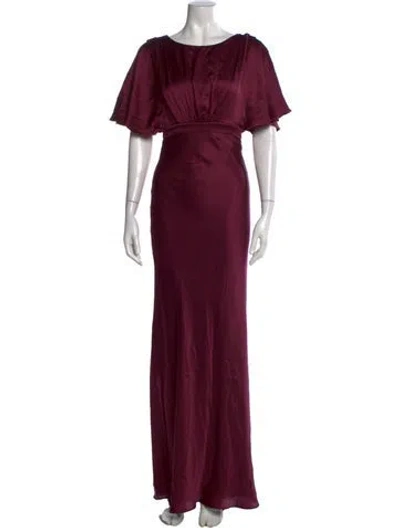 Pre-owned Saloni Silk Long Dress In Red