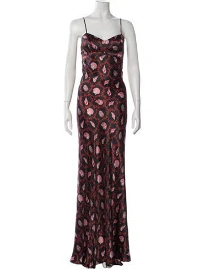 Pre-owned Saloni Silk Long Dress In Red