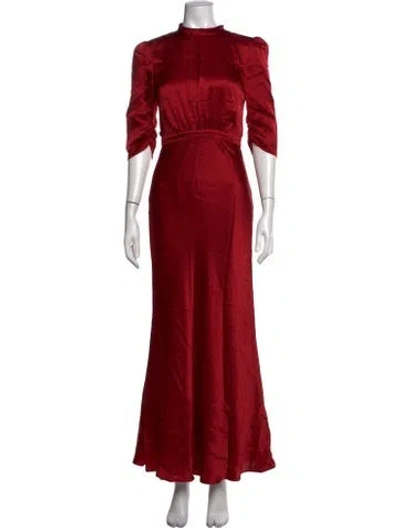 Pre-owned Saloni Silk Long Dress In Red