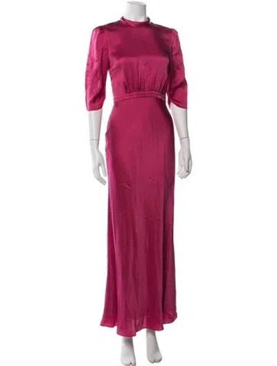 Pre-owned Saloni Silk Long Dress In Red
