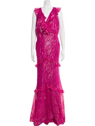 Pre-owned Saloni Silk Long Dress W/ Tags