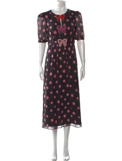 Pre-owned Saloni Silk Long Dress W/ Tags In Black