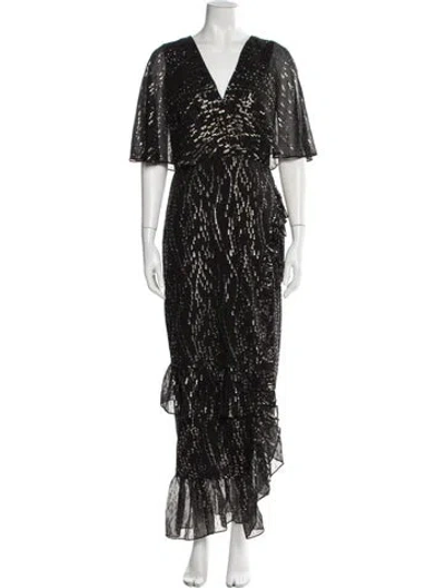 Pre-owned Saloni Silk Long Dress W/ Tags In Black