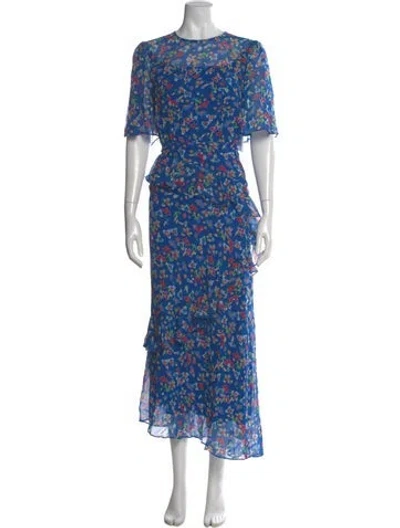 Pre-owned Saloni Silk Long Dress W/ Tags In Blue