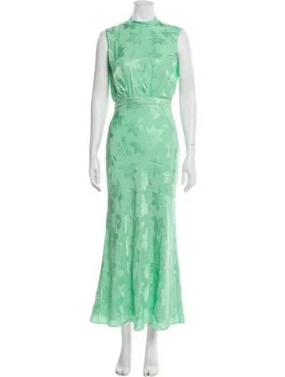 Pre-owned Saloni Silk Long Dress W/ Tags In Green