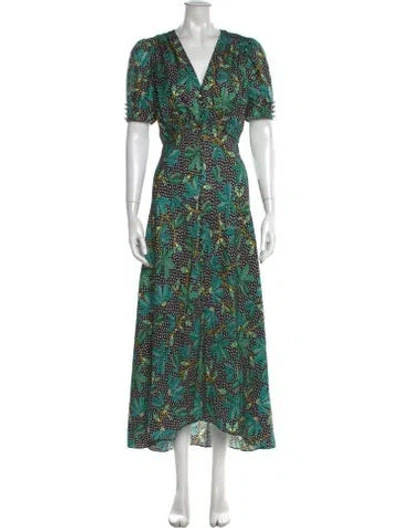 Pre-owned Saloni Silk Long Dress W/ Tags In Green