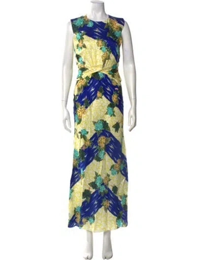 Pre-owned Saloni Silk Long Dress W/ Tags In Multi