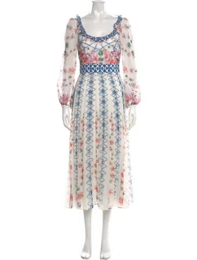 Pre-owned Saloni Silk Long Dress W/ Tags In Multi
