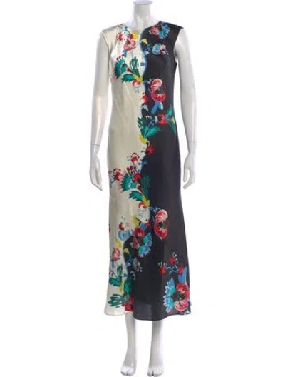 Pre-owned Saloni Silk Long Dress W/ Tags In Multi