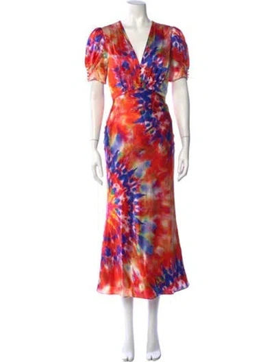 Pre-owned Saloni Silk Long Dress W/ Tags In Multicolor