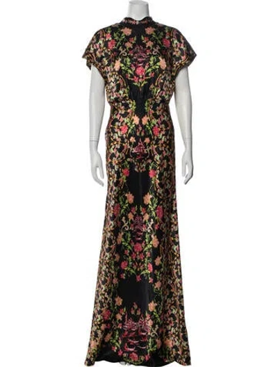 Pre-owned Saloni Silk Long Dress W/ Tags In Multicolor