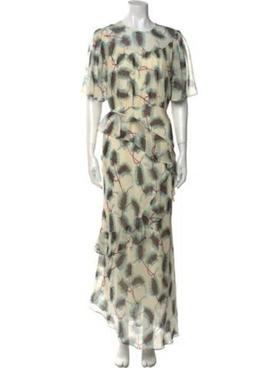 Pre-owned Saloni Silk Long Dress W/ Tags In Neutral