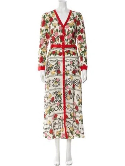 Pre-owned Saloni Silk Long Dress W/ Tags In Neutral