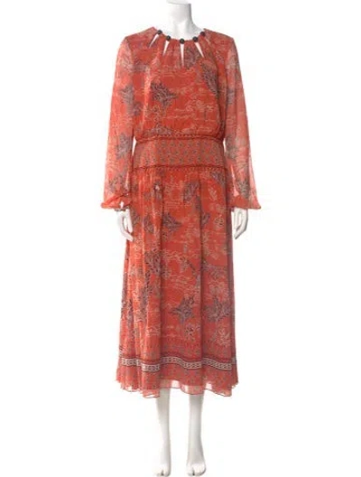 Pre-owned Saloni Silk Long Dress W/ Tags In Orange