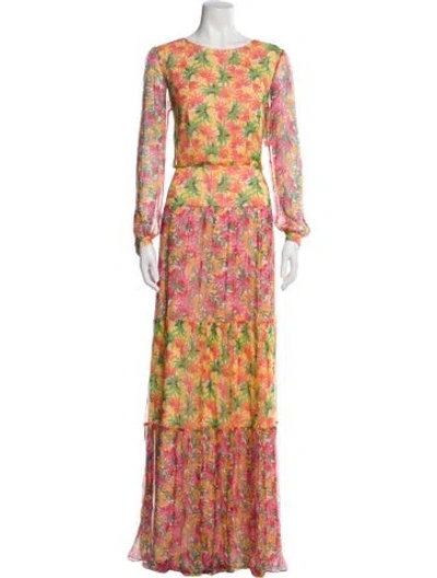 Pre-owned Saloni Silk Long Dress W/ Tags In Pink
