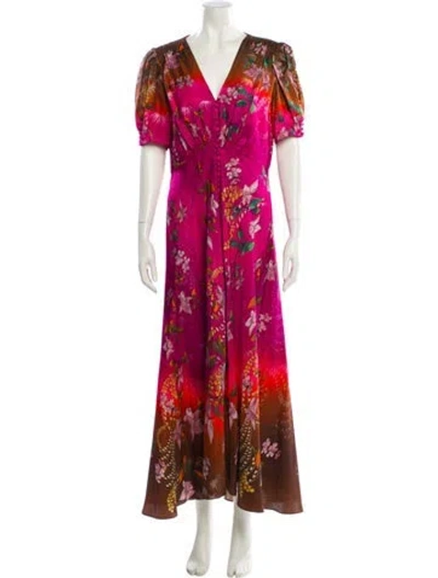 Pre-owned Saloni Silk Long Dress W/ Tags In Pink