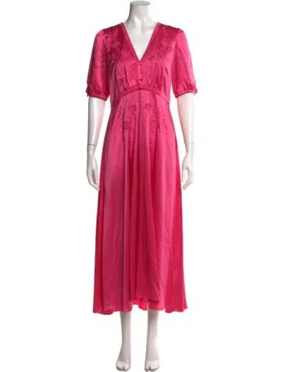 Pre-owned Saloni Silk Long Dress W/ Tags In Pink