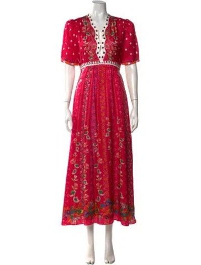 Pre-owned Saloni Silk Long Dress W/ Tags In Pink