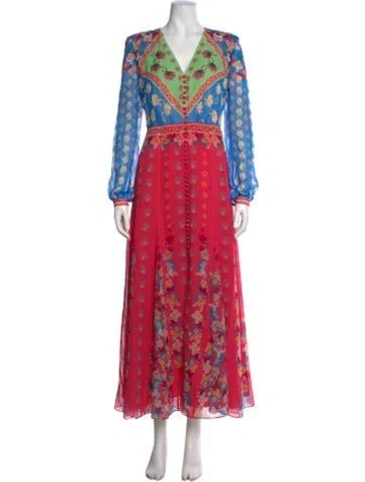Pre-owned Saloni Silk Long Dress W/ Tags In Pink