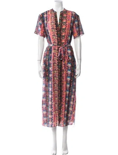 Pre-owned Saloni Silk Long Dress W/ Tags In Red