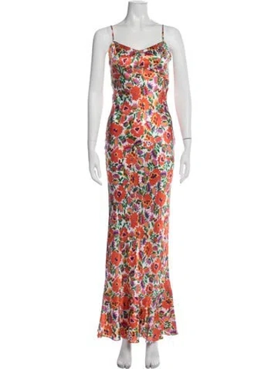 Pre-owned Saloni Silk Long Dress In White