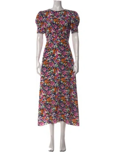 Pre-owned Saloni Silk Long Dress In White