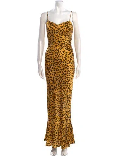 Pre-owned Saloni Silk Long Dress In Yellow