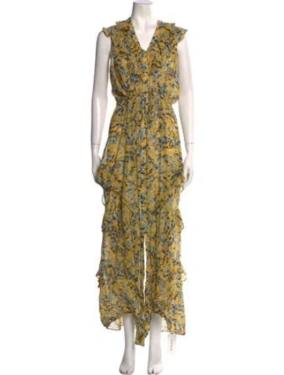 Pre-owned Saloni Silk Long Dress In Yellow