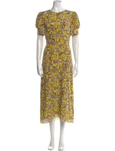 Pre-owned Saloni Silk Long Dress In Yellow