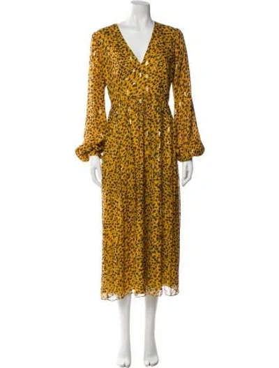 Pre-owned Saloni Silk Long Dress In Yellow