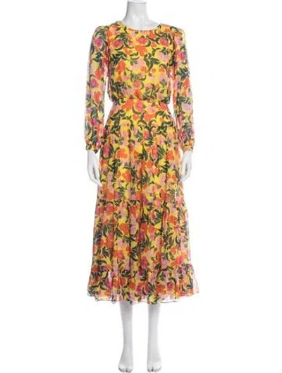 Pre-owned Saloni Silk Long Dress In Yellow