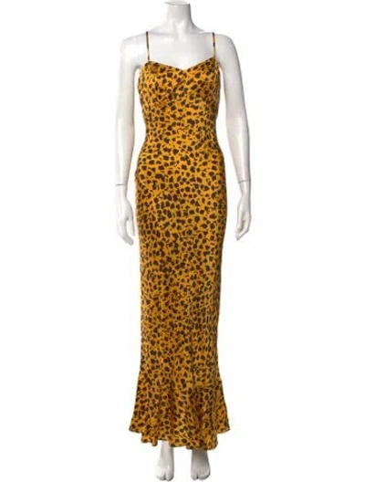 Pre-owned Saloni Silk Long Dress In Yellow