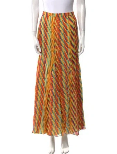 Pre-owned Saloni Silk Long Skirt In Yellow