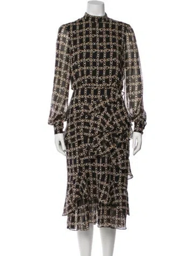 Pre-owned Saloni Silk Midi Length Dress In Black