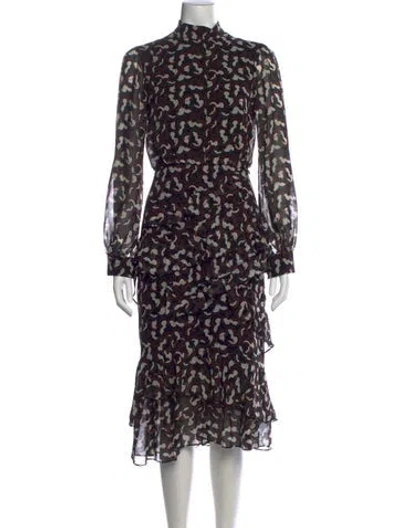 Pre-owned Saloni Silk Midi Length Dress In Black