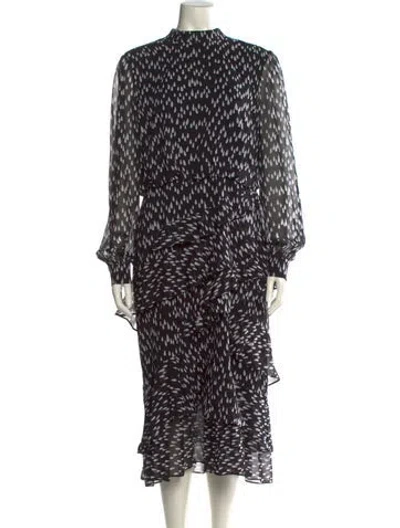 Pre-owned Saloni Silk Midi Length Dress In Black