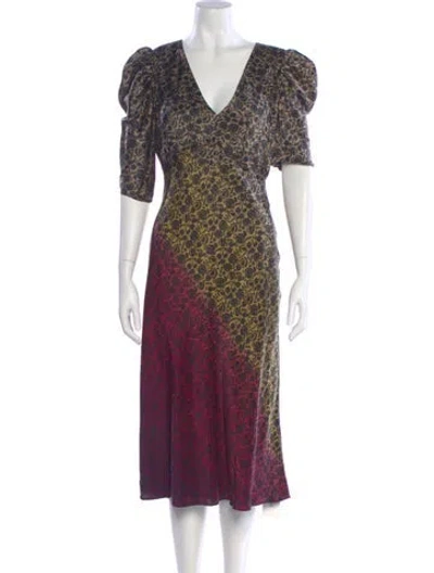 Pre-owned Saloni Silk Midi Length Dress In Black