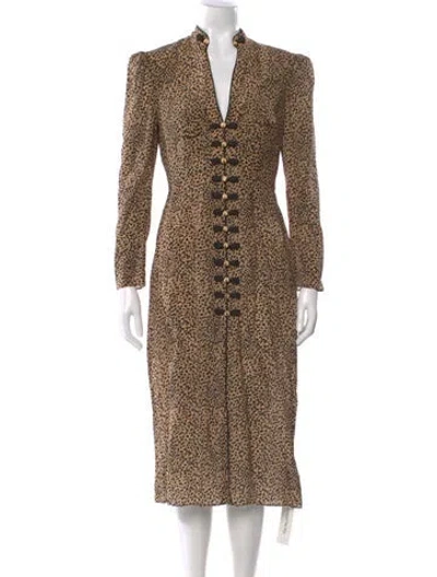 Pre-owned Saloni Silk Midi Length Dress In Black