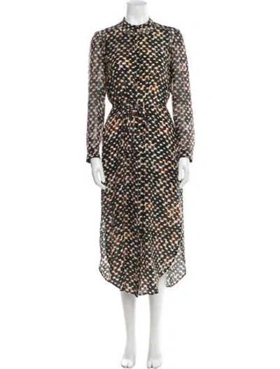 Pre-owned Saloni Silk Midi Length Dress In Black