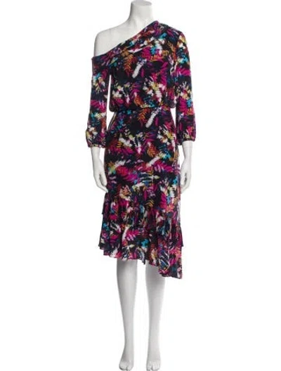 Pre-owned Saloni Silk Midi Length Dress In Black