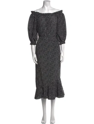 Pre-owned Saloni Silk Midi Length Dress In Black