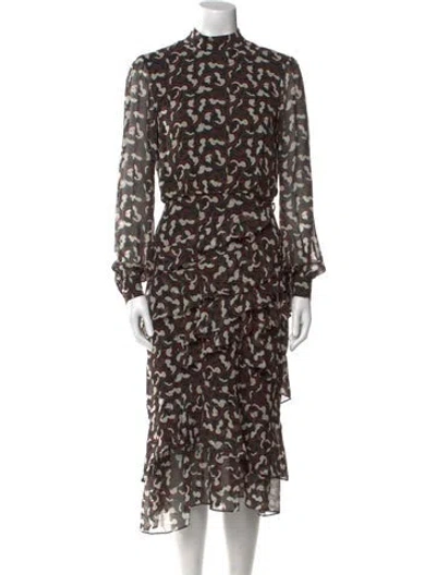 Pre-owned Saloni Silk Midi Length Dress In Black