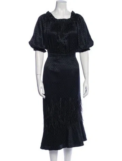 Pre-owned Saloni Silk Midi Length Dress In Black
