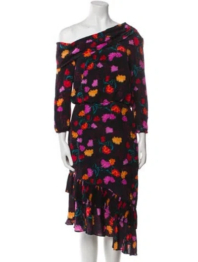 Pre-owned Saloni Silk Midi Length Dress In Black