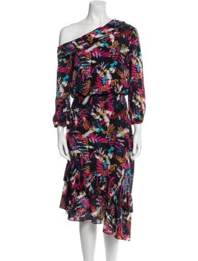 Pre-owned Saloni Silk Midi Length Dress In Black