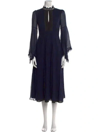 Pre-owned Saloni Silk Midi Length Dress In Black