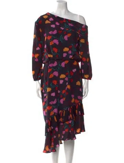 Pre-owned Saloni Silk Midi Length Dress In Black